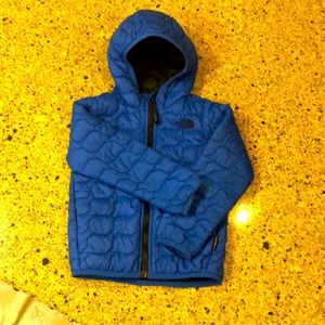 Northface quilted jacket with hood.